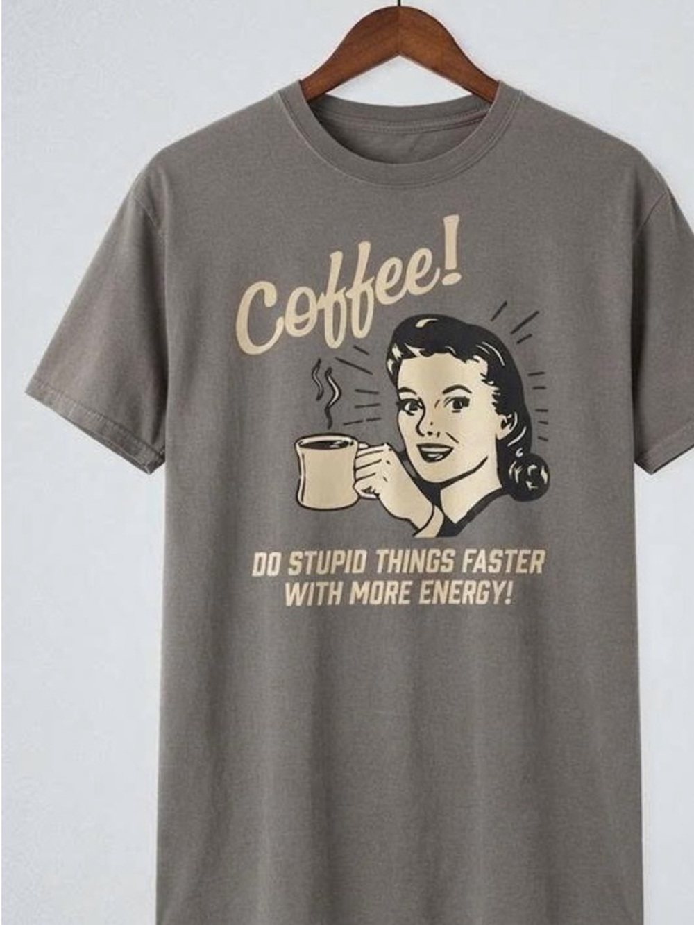 Coffee Graphic Tee with Cream & Black Print